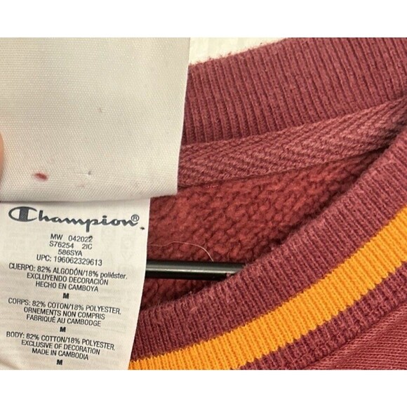 Champion Premium Reverse Weave Crew Medium Chenille C Applique Loose Maroon - Picture 3 of 6